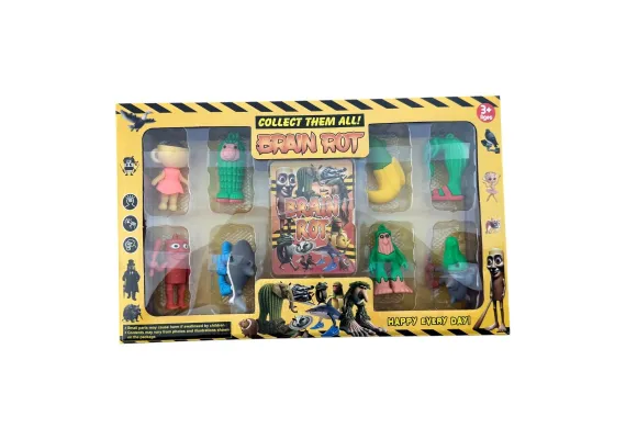 Jucarii, Copii & Bebe - Set 8 figurine brainrot din silicon si cartonase de colectie, multicolor, 