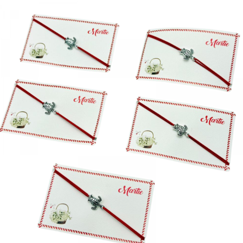 Set de 5 bratari reglabile Martisor, cu snur elastic si pandantiv Broscuta Norocoasa – model 2025 [2]
