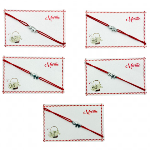 Set de 5 bratari reglabile Martisor, cu snur elastic si pandantiv Elefant Norocos – model 2025 [2]