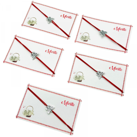Set de 5 bratari reglabile Martisor, cu snur elastic si pandantiv Fluturas – model 2025 [2]