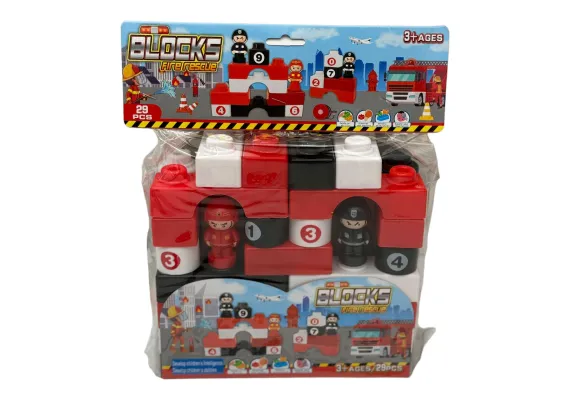Jucarii, Copii & Bebe - Set de constructie pentru copii, cu omuleti si cuburi, 29pcs, 20×20×7cm, +3ani,  