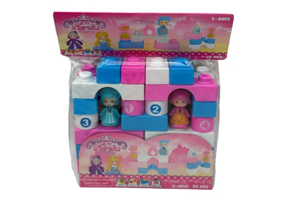 Jucarii, Copii & Bebe - Set de constructie pentru copii, cu omuleti si cuburi, 29pcs, 20×20×7cm, +3ani,  