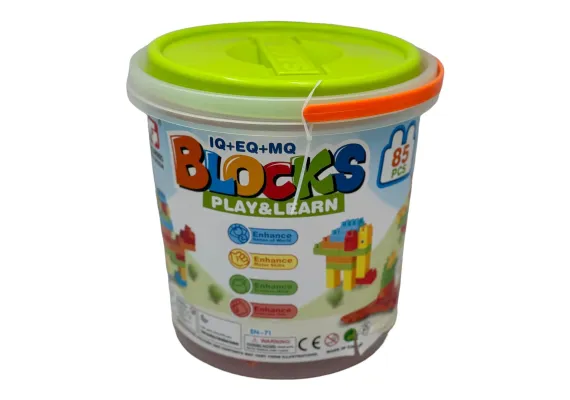 Jucarii, Copii & Bebe - Set de constructie pentru copii, in galetusa, 85piese, 24×24×24cm, +3ani,  