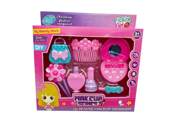 Jucarii, Copii & Bebe - Set de jucarie pentru infrumusetare fetite, 7 piese – multicolor, cu accesorii de coafat si machiaj, 