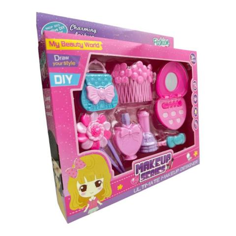 Set de jucarie pentru infrumusetare fetite, 7 piese – multicolor, cu accesorii de coafat si machiaj,  [2]