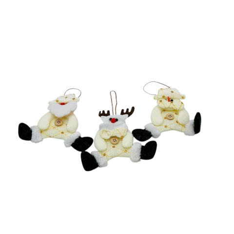 Set 3 decoratiuni agatatoare pentru brad Craciun Mos Craciun, Ren si Om de Zapada – 14x13 cm [1]