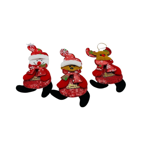 Set 3 decoratiuni agatatoare pentru brad Craciun Mos Craciun, Ren si Om de Zapada – 17x8 cm [1]