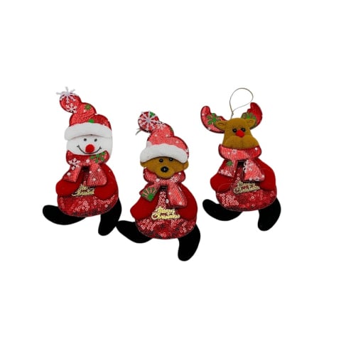 Articole pentru Craciun - Set 3 decoratiuni agatatoare pentru brad Craciun Mos Craciun, Ren si Om de Zapada – 17x8 cm