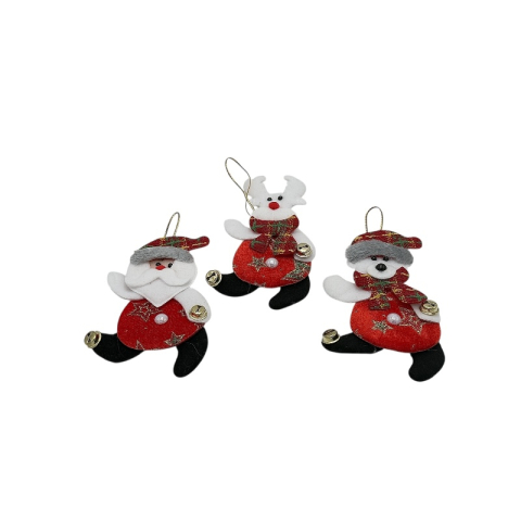 Set 3 decoratiuni agatatoare pentru brad Craciun Mos Craciun, Ren si Ursulet – 14x13 cm [1]