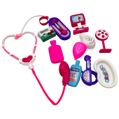 Set doctor jucarie pentru copii trusa medicala roz cu accesorii 10 piese, aproximativ 13-14cm,  [2]