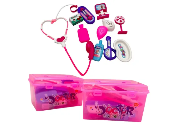 Jucarii, Copii & Bebe - Set doctor jucarie pentru copii trusa medicala roz cu accesorii 10 piese, aproximativ 13-14cm, 