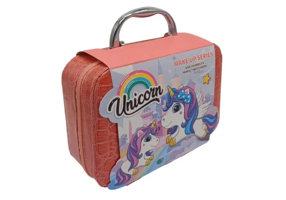Jucarii de rol - Set Machiaj pentru Copii Unicorn, Trusa Cosmetice cu Accesorii, 3 Culori Disponibile, 19×13.5cm 