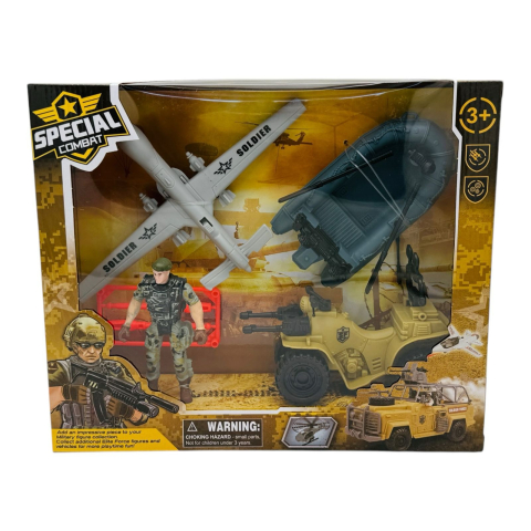 Set Special Combat - Barca Militara, Drona, Jeep si Figurina Soldat 27×23×7cm  [1]
