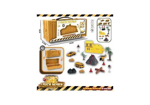 Jucarii de rol - Set Tematic, Container Constructii Truck Series - Vehicule, Cladire si Accesorii Intr-o Cutie Tematica 