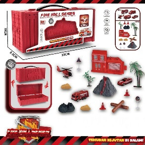 Set Tematic Container Pompieri Fire Hall Series - Vehicule, Cladire si Accesorii Intr-o Cutie Tematica, 33x19x8.5 cm  [2]