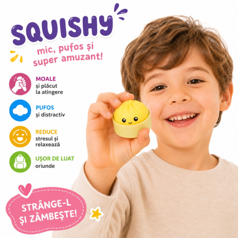 Squishy Mini Dumpling Antistres pentru Copii - Jucărie Moale și Elastică Tip Dumpling [1]