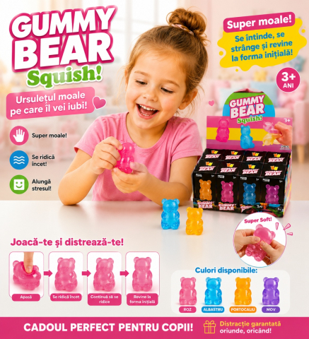 Squishy Ursuleț Gummy Bear Antistres 8cm pentru Copii - Jucărie Moale și Elastică [1]