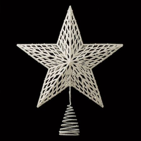 Articole pentru Craciun - Steluta varf de brad alba, aspect impletit, cu prindere spirala, 24x19.5cm