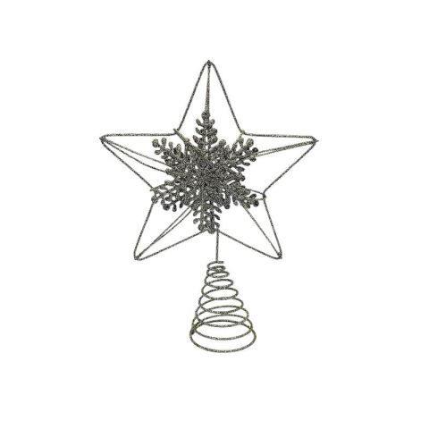 Articole pentru Craciun - Steluta varf de brad auriu delicat, aspect deosebit, 20x13cm