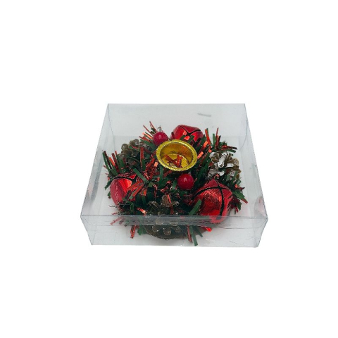 Suport rotund pentru lumanare cu clopotei si conuri, 10.5x10.5x3.5cm [1]