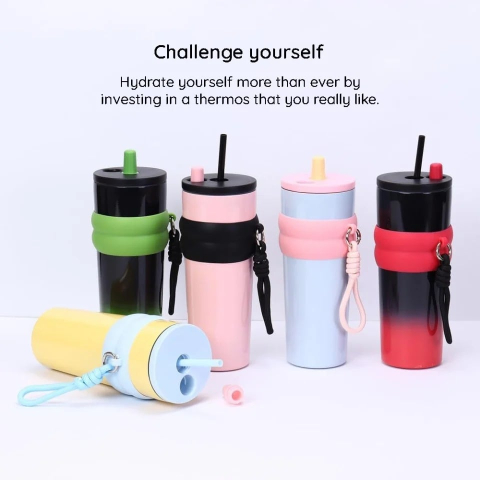 Termos Modern cu Pai si Snur – 500ml, Design Colorat si Izolare Dubla [1]