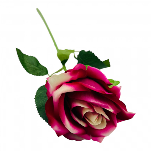 Idei de cadouri - Trandafir elegant artificial, 51cm, calitate superioara, roz+crem