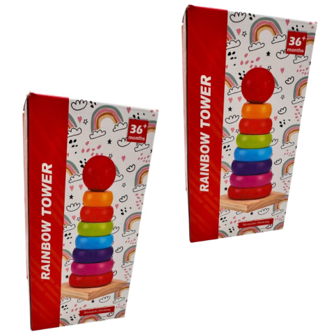 Turn curcubeu din lemn pentru copii 3 ani+ – Jucarie educativa Montessori colorata pentru dezvoltarea gandirii logice,  [2]