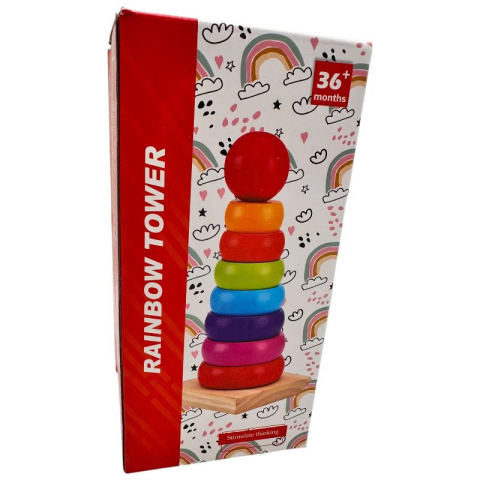 Turn curcubeu din lemn pentru copii 3 ani+ – Jucarie educativa Montessori colorata pentru dezvoltarea gandirii logice,  [1]