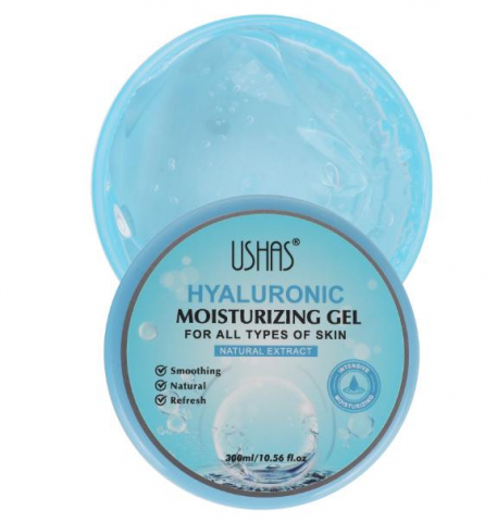 Ingrijire Fata si Corp - USHAS Hyaluronic Moisturizing Gel – Gel Hidratant cu Acid Hialuronic pentru Toate Tipurile de Ten, 300ml