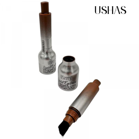 eyeliner&mascara - Ushas Liquid Eyebrow Brush & Dip 03, 1.5g – Gel lichid pentru sprancene inchise, precizie si rezistenta, BaoBao