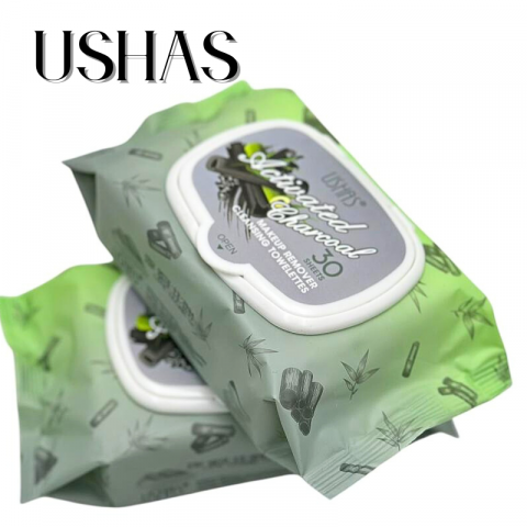 Ushas Servetele Demachiante cu Carbune Activ 30 buc – Curatare Profunda Fara Clatire, BaoBao [1]