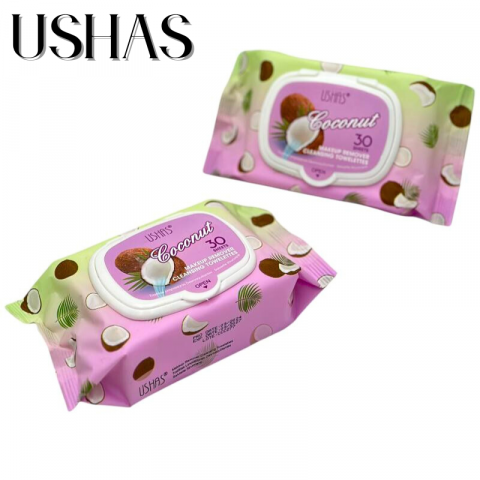 Ushas Servetele Demachiante cu Cocos 30 buc – Curatare Fata si Ochi, Fara Clatire, BaoBao [1]