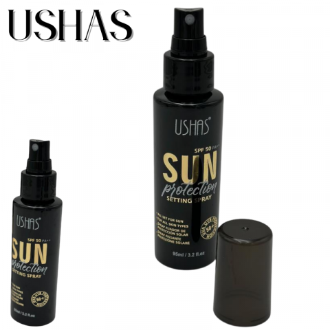 Ingrijire Fata si Corp - Ushas Sun Protection Setting Spray SPF 50 PA++ 95ml – Fixare Machiaj si Protectie Solara, BaoBao