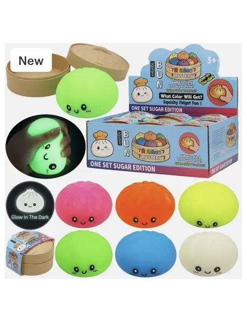 Jucarie Squishy Dumplings   Galusca culori neon in Cosulet, 8.5 cm, Surpriza