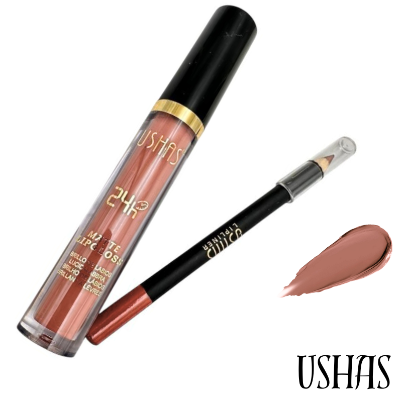 LipglossMatte 2in1 Ushas - Creion de Buze si Lipgloss Rezistent 24H BaoBao 02- Rouge de falun