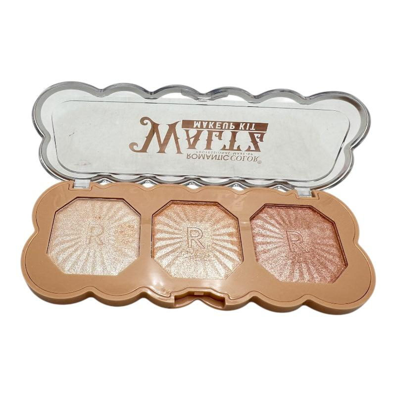 Paleta iluminator Romantic Color B1 - 3 nuante sidefate, 15cm, 9g, glow natural si intens, BaoBao