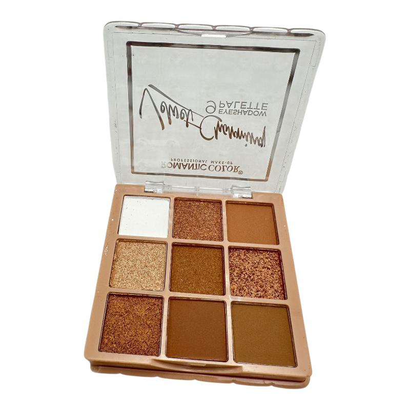 Paleta machiaj Romantic Color B1 - 9 culori ochi, 7.5cm, 10.4g, farduri mate si sidefate, BaoBao