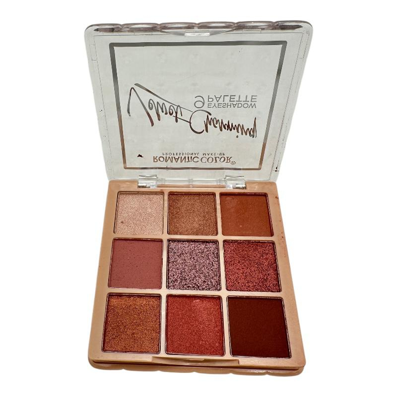 Paleta machiaj Romantic Color, B2 - 9 culori intense, 7.5cm, 10.4g, farduri ochi mate si sidefate, BaoBao