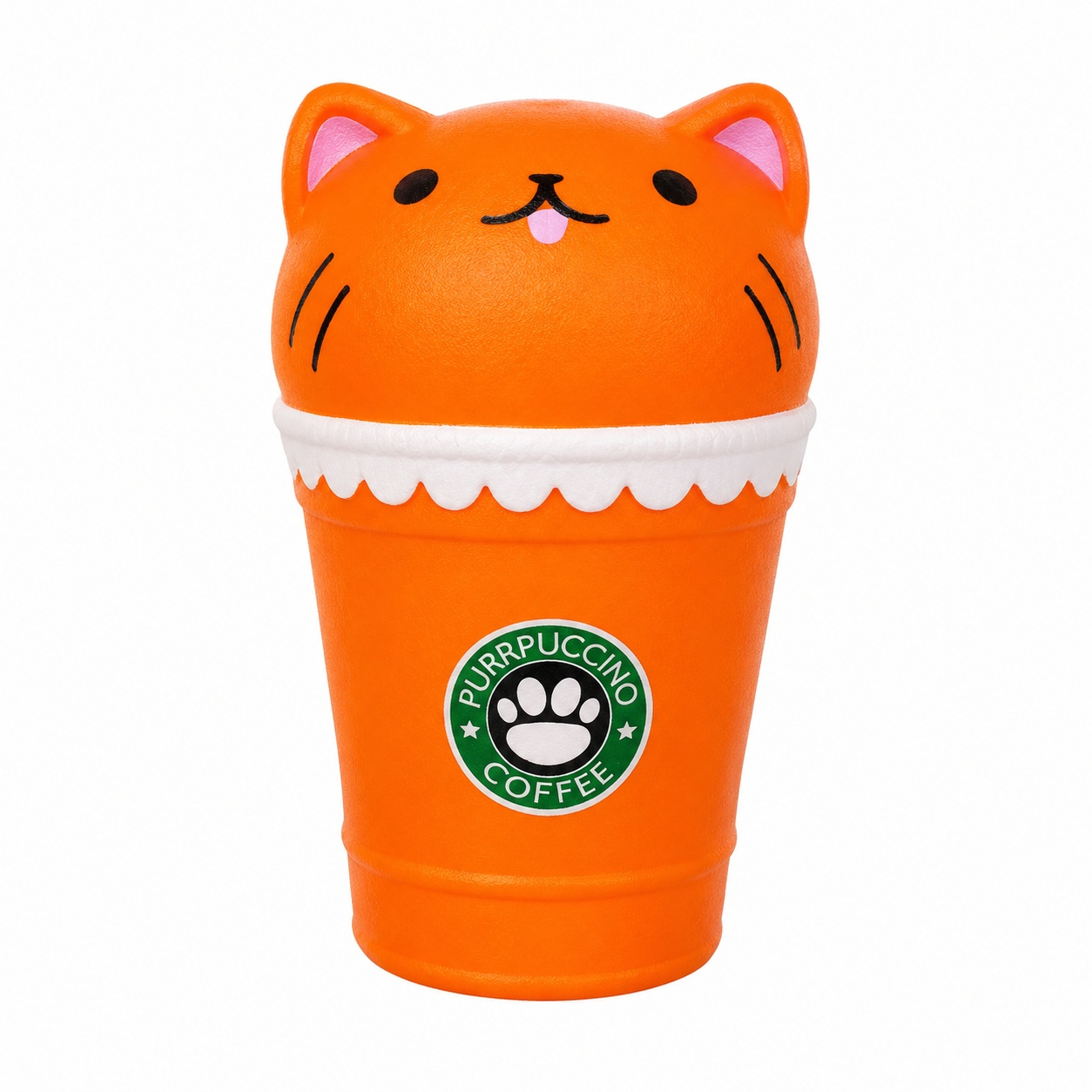 Squishy Purrpuccino Antistres 14 cm - Jucărie Slow Rising cu Pisicuță și Cafea, Super Soft