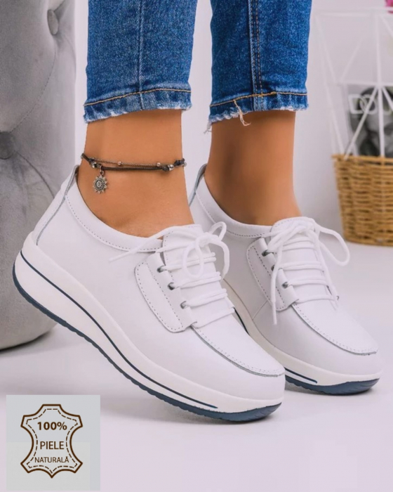 Pantofi casual piele  Angel Blue siret [3]