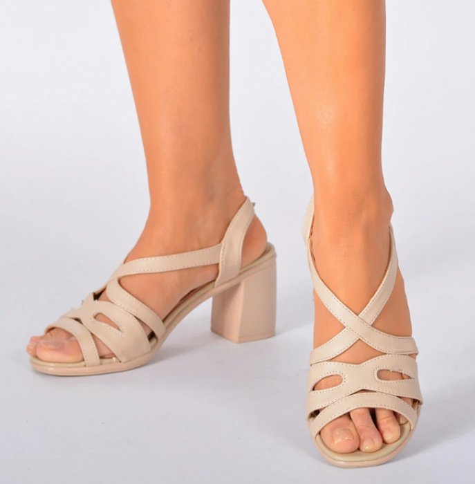 Sandale cu toc Yna bej/negru [2]