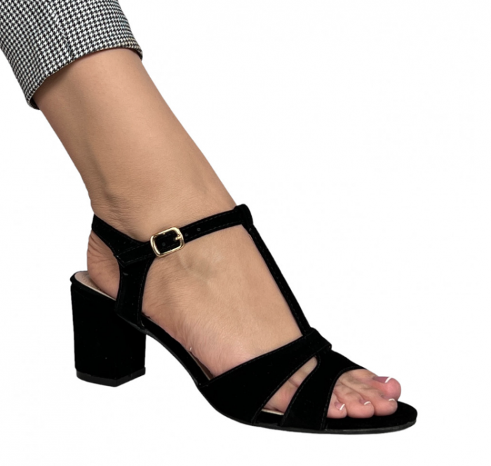 Sandale toc gros Black Suede [2]