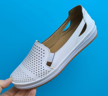 Casual + Balerini - Pantofi albi perforatii Antonio