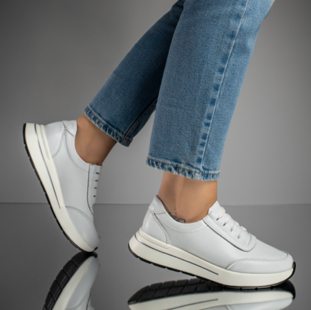 Sport - Pantofi casual piele  Angel Blue alb