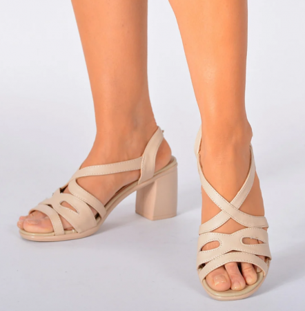 Sandale cu toc Yna bej/negru [1]