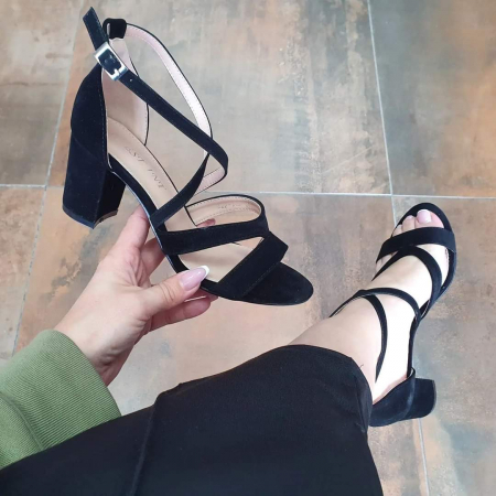 Sandale - Sandale cu toc Black Suede