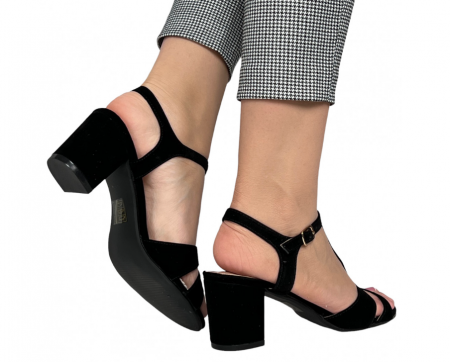 Sandale toc gros Black Suede [2]