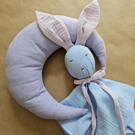 Decor - Set cadou iepuras albastru lila, luna lila