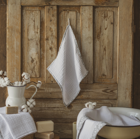 Pentru Ea - Prosop de fata Muselina Adulti - alb 35x35cm