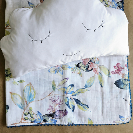 Decor - Set cadou norisor alb, patura muselina Lulu